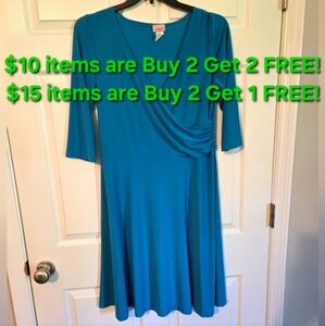 SUNNY USA BLUE WRAP STYLE A-LINE DRESS